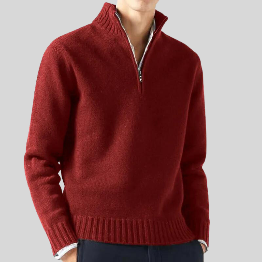 Anton | Luxuriöser Pullover mit Halbreißverschluss
