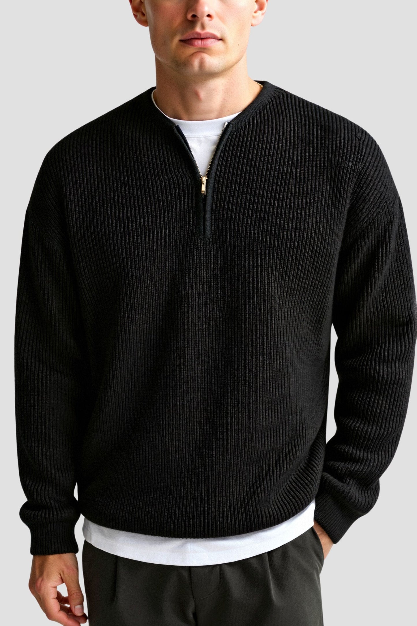 Klassischer Strickpullover mit Reißverschluss – Zeitlos & Komfortabel