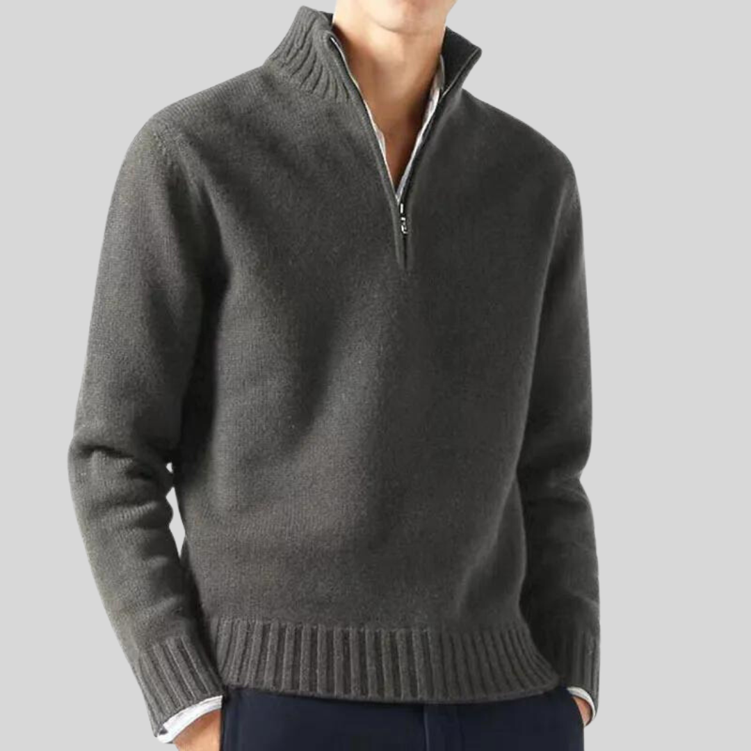 Anton | Luxuriöser Pullover mit Halbreißverschluss