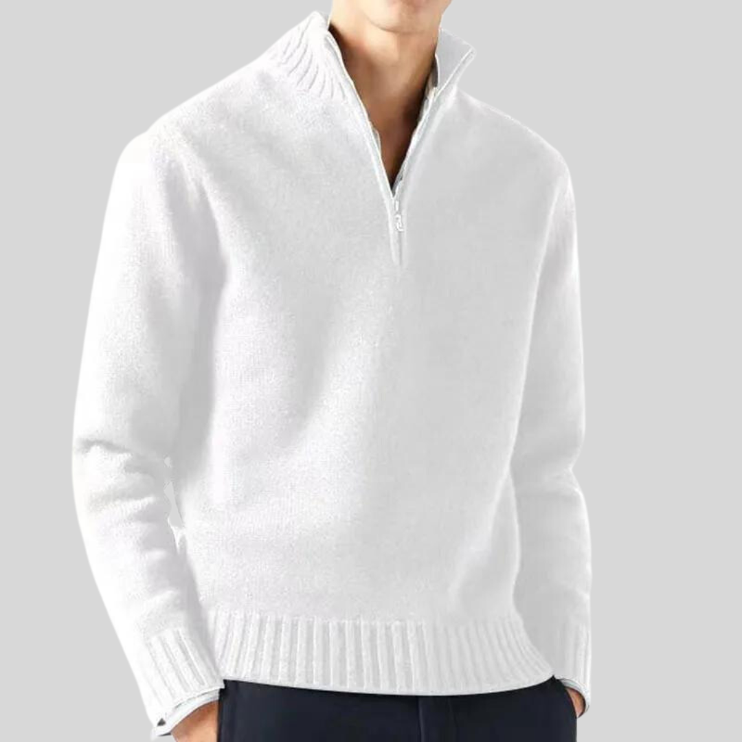 Anton | Luxuriöser Pullover mit Halbreißverschluss
