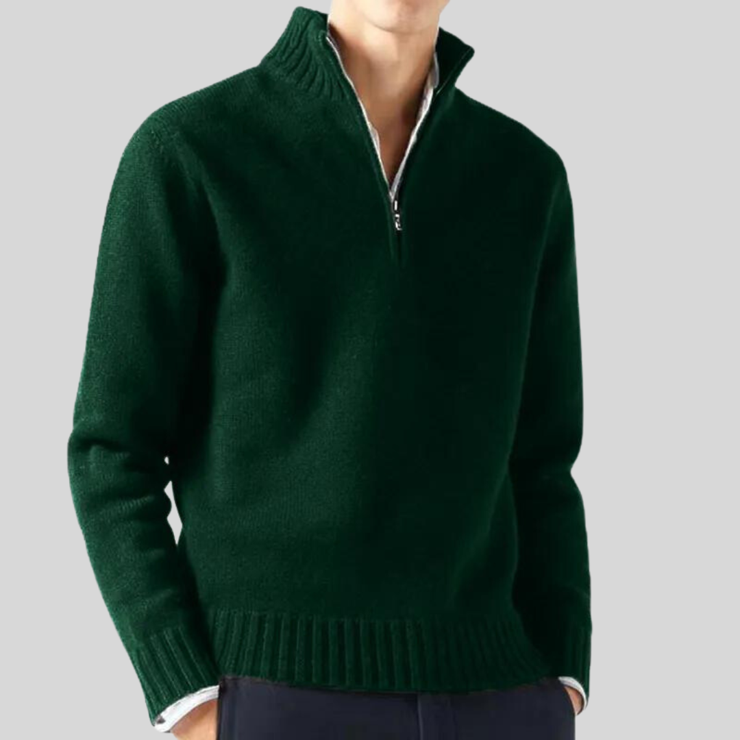 Anton | Luxuriöser Pullover mit Halbreißverschluss