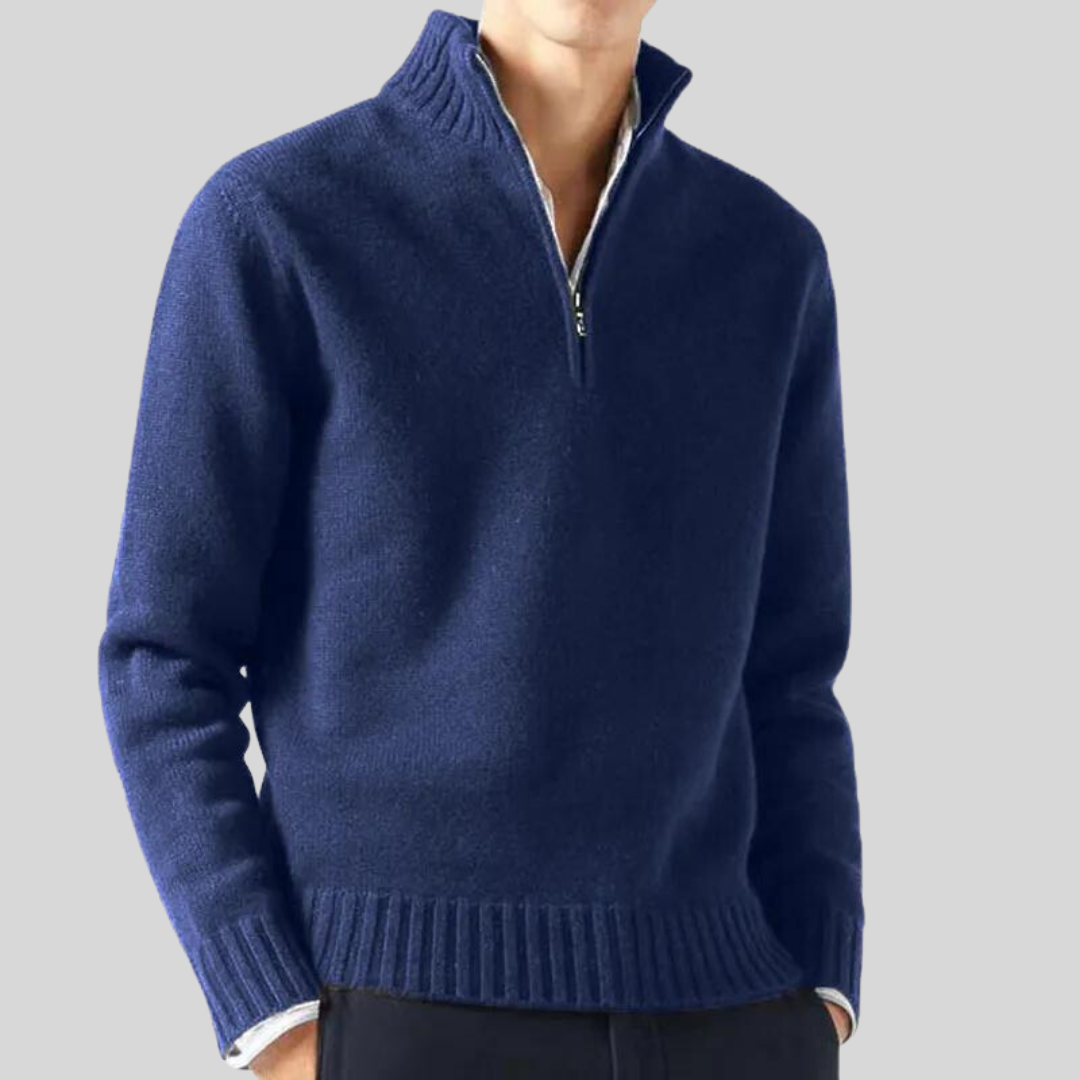 Anton | Luxuriöser Pullover mit Halbreißverschluss
