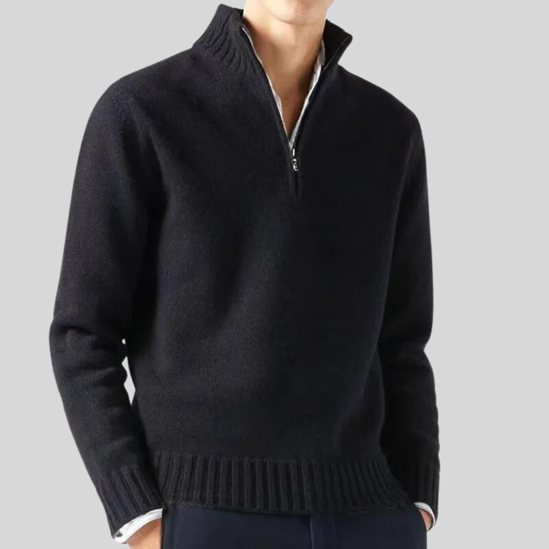 Anton | Luxuriöser Pullover mit Halbreißverschluss