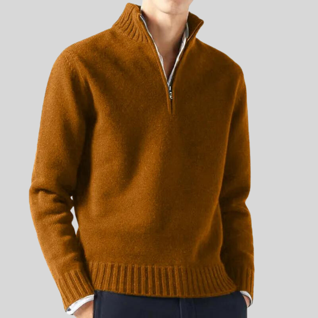 Anton | Luxuriöser Pullover mit Halbreißverschluss