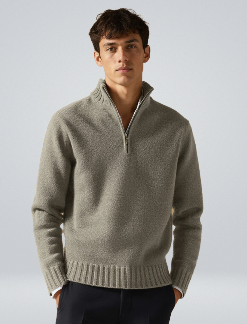 Anton | Luxuriöser Pullover mit Halbreißverschluss